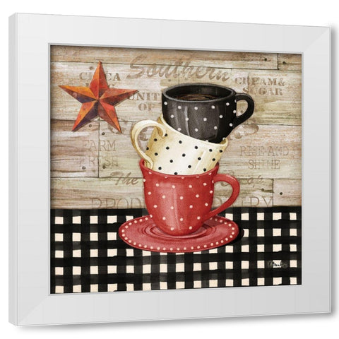 Farmhouse Coffe Cups I White Modern Wood Framed Art Print by Brent, Paul