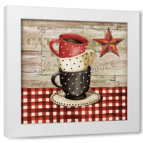 Farmhouse Coffee Cups II White Modern Wood Framed Art Print by Brent, Paul