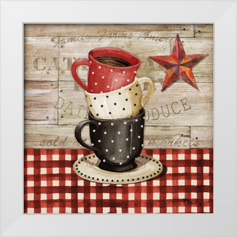 Farmhouse Coffee Cups II White Modern Wood Framed Art Print by Brent, Paul