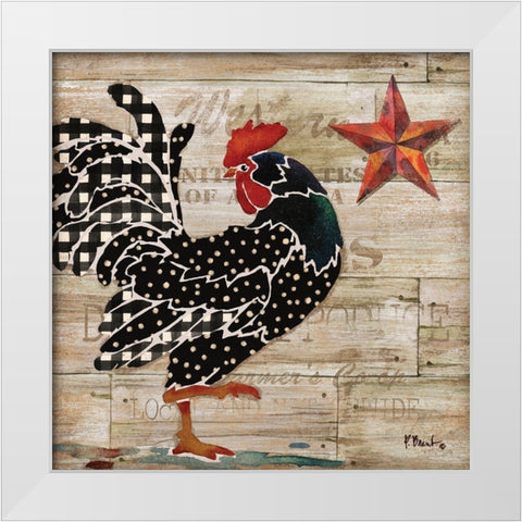 Farmhouse Rooster I White Modern Wood Framed Art Print by Brent, Paul