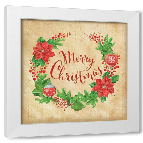 Christmas Wreath White Modern Wood Framed Art Print by Brent, Paul
