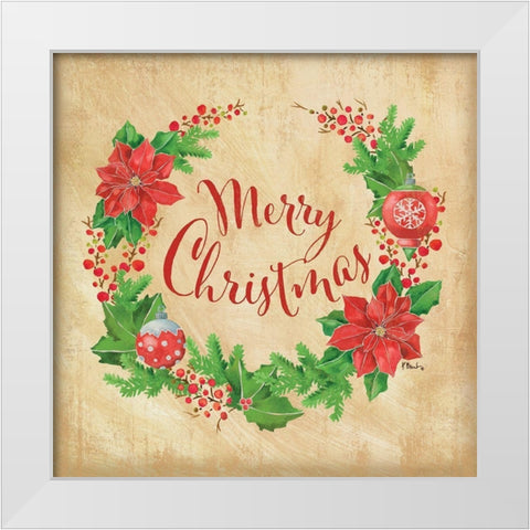 Christmas Wreath White Modern Wood Framed Art Print by Brent, Paul