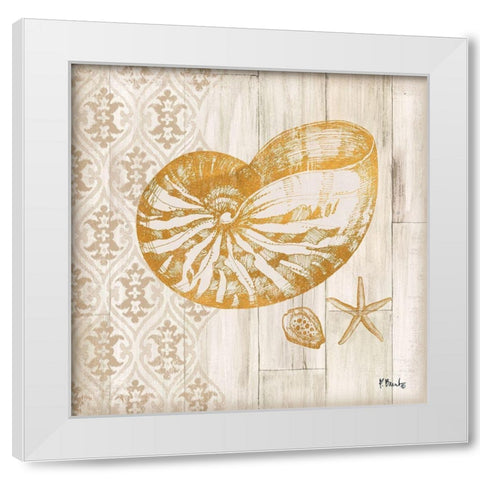 Saint Tropez Shells III White Modern Wood Framed Art Print by Brent, Paul