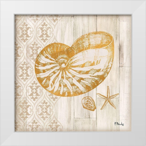 Saint Tropez Shells III White Modern Wood Framed Art Print by Brent, Paul