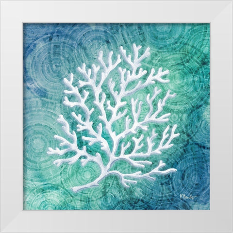 Echoes Coral I White Modern Wood Framed Art Print by Brent, Paul
