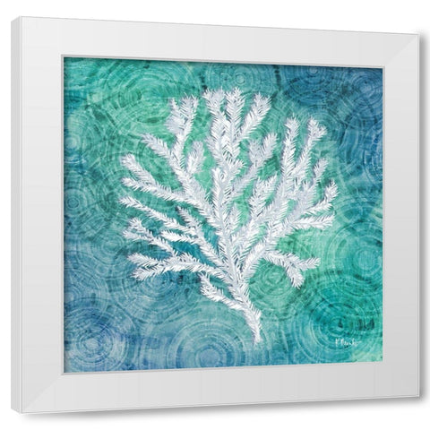 Echoes Coral IV White Modern Wood Framed Art Print by Brent, Paul