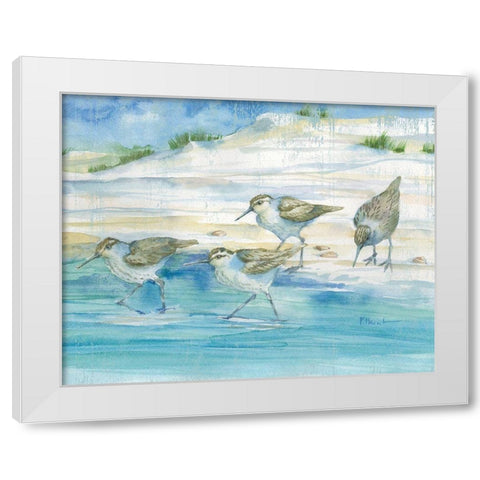 Sandy Sandpipers II White Modern Wood Framed Art Print by Brent, Paul