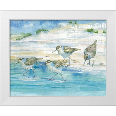 Sandy Sandpipers II White Modern Wood Framed Art Print by Brent, Paul