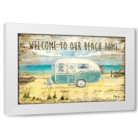Beach Camping White Modern Wood Framed Art Print by Brent, Paul