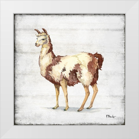 Farmhouse Llama II White Modern Wood Framed Art Print by Brent, Paul
