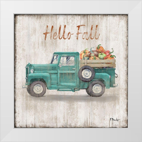 Truckin Into Fall White Modern Wood Framed Art Print by Brent, Paul