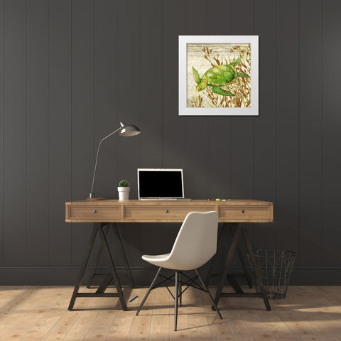 Calypso Turtles II White Modern Wood Framed Art Print by Brent, Paul