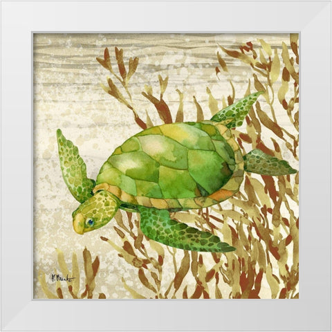Calypso Turtles II White Modern Wood Framed Art Print by Brent, Paul