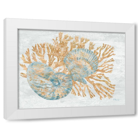 Shimmering Shells I White Modern Wood Framed Art Print by Brent, Paul