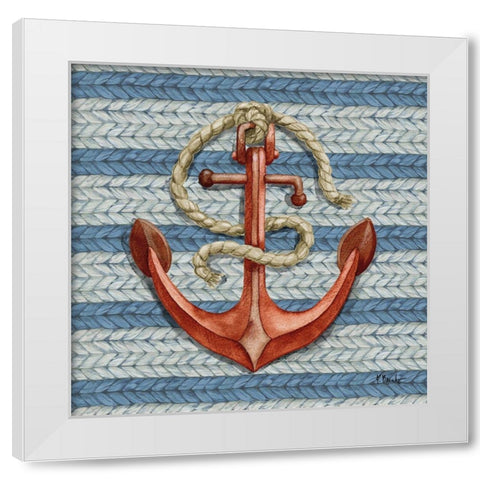Nautical Basketweave III White Modern Wood Framed Art Print by Brent, Paul
