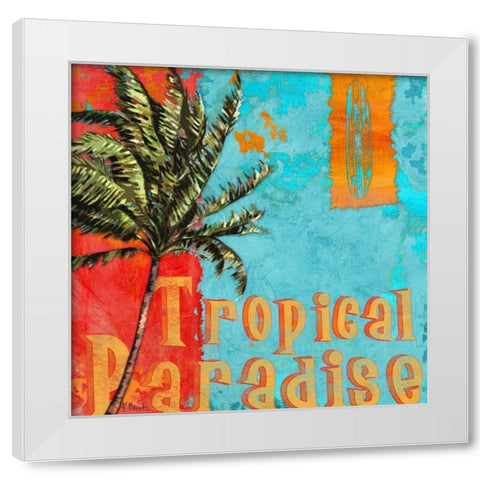Rojo Palm I White Modern Wood Framed Art Print by Brent, Paul