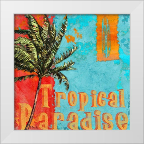 Rojo Palm I White Modern Wood Framed Art Print by Brent, Paul