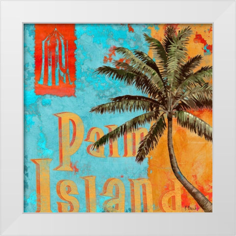 Rojo Palm II White Modern Wood Framed Art Print by Brent, Paul