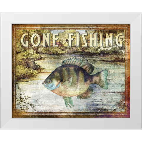 Gone Fishing White Modern Wood Framed Art Print by Brent, Paul