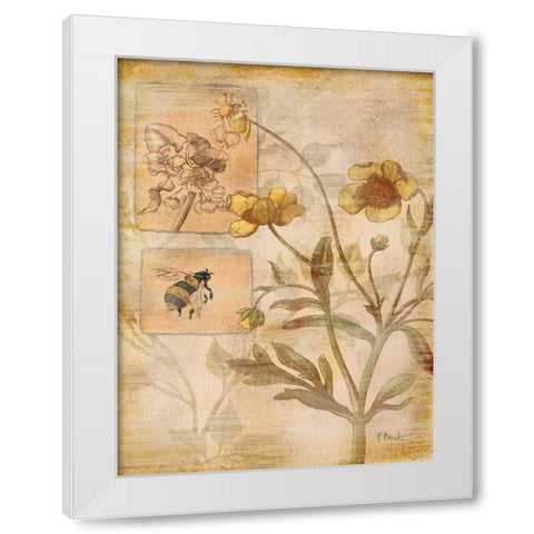Flora Bumble Bee White Modern Wood Framed Art Print by Brent, Paul