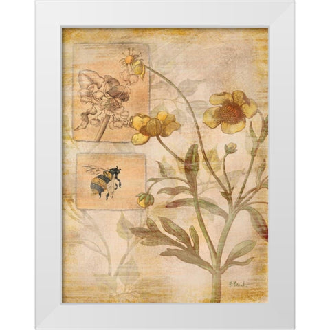 Flora Bumble Bee White Modern Wood Framed Art Print by Brent, Paul