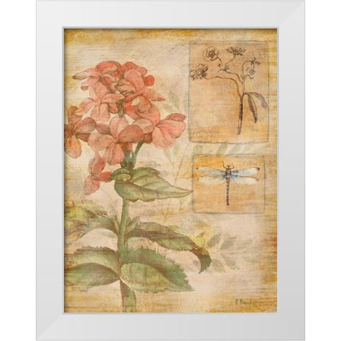 Flora Dragonfly White Modern Wood Framed Art Print by Brent, Paul