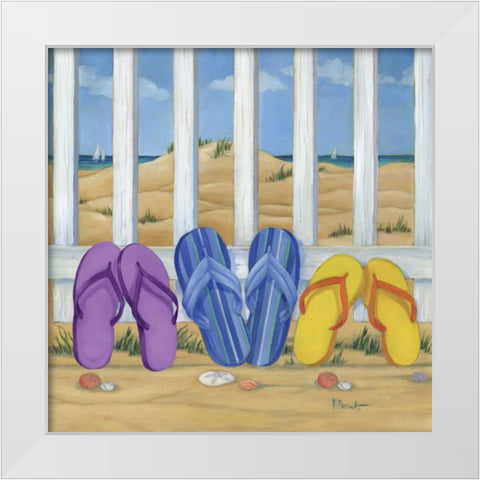 Flip Flop Beach II White Modern Wood Framed Art Print by Brent, Paul