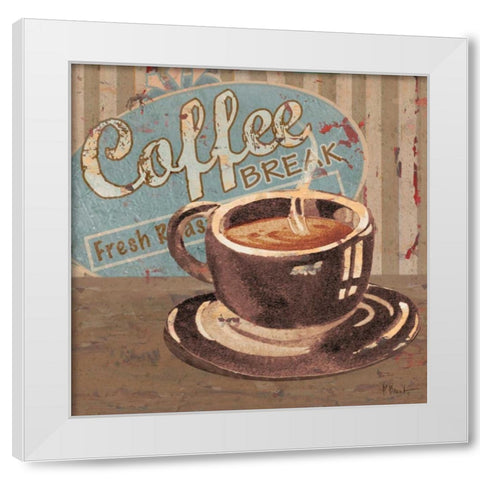 Coffee Brew Sign I White Modern Wood Framed Art Print by Brent, Paul