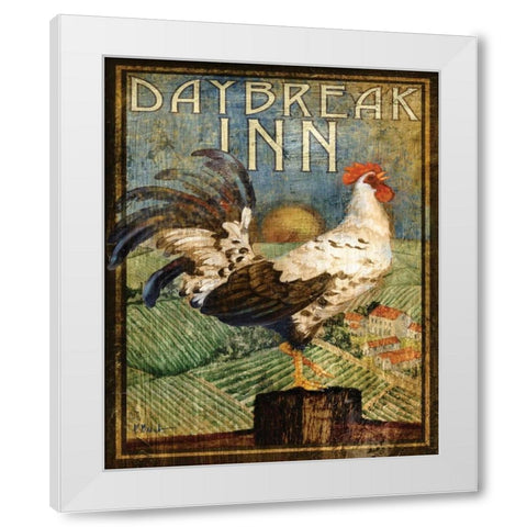Rooster Sign I White Modern Wood Framed Art Print by Brent, Paul