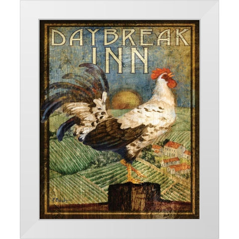 Rooster Sign I White Modern Wood Framed Art Print by Brent, Paul