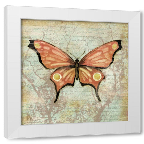 Vintage Butterflies I White Modern Wood Framed Art Print by Brent, Paul