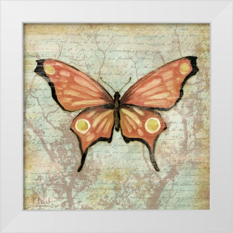 Vintage Butterflies I White Modern Wood Framed Art Print by Brent, Paul