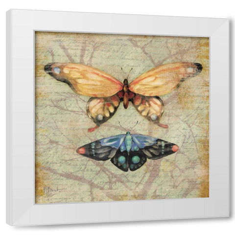 Vintage Butterflies II White Modern Wood Framed Art Print by Brent, Paul