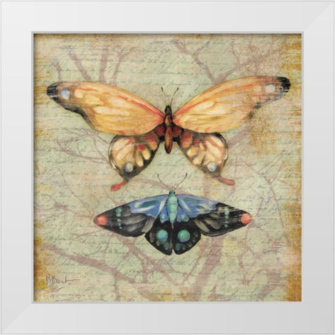 Vintage Butterflies II White Modern Wood Framed Art Print by Brent, Paul