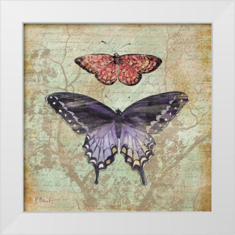 Vintage Butterflies IV White Modern Wood Framed Art Print by Brent, Paul