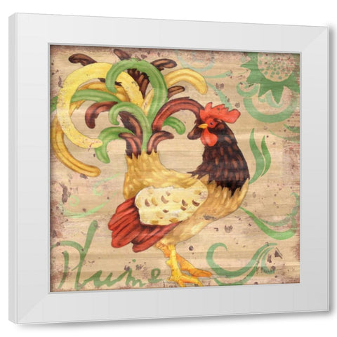 Royale Rooster III White Modern Wood Framed Art Print by Brent, Paul