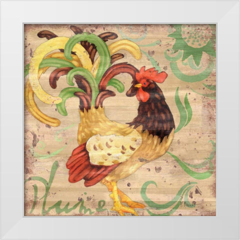 Royale Rooster III White Modern Wood Framed Art Print by Brent, Paul