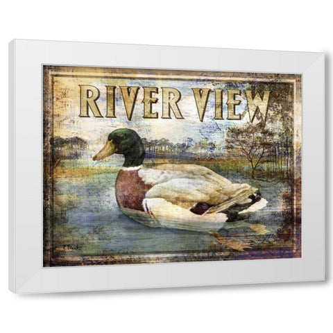 Duck Sign I White Modern Wood Framed Art Print by Brent, Paul