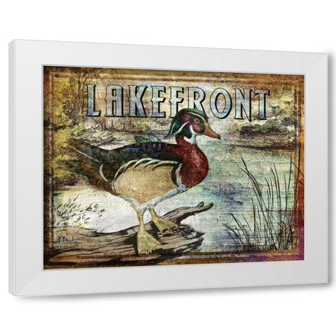 Duck Sign II White Modern Wood Framed Art Print by Brent, Paul