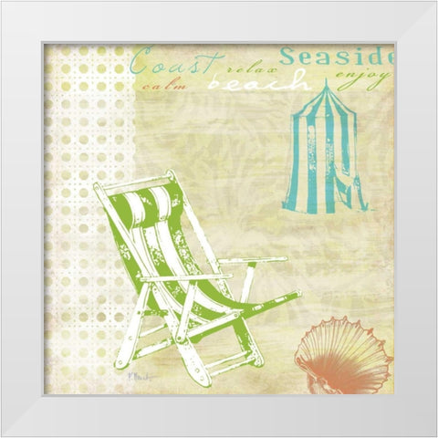 Cabana Beach Citrus Collage I White Modern Wood Framed Art Print by Brent, Paul