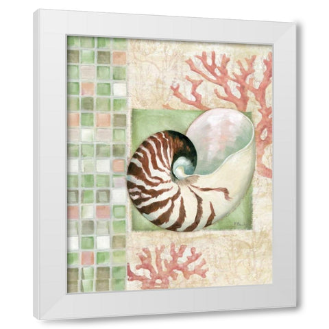 Mosaic Shell Collage I White Modern Wood Framed Art Print by Brent, Paul