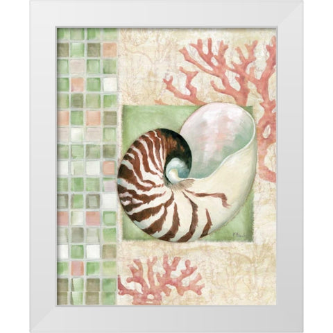 Mosaic Shell Collage I White Modern Wood Framed Art Print by Brent, Paul