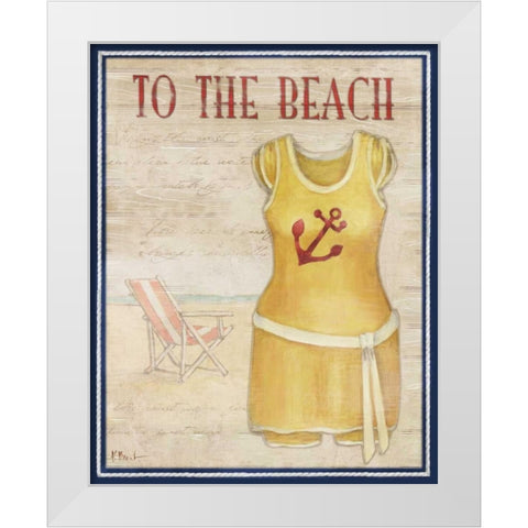 To the Beach White Modern Wood Framed Art Print by Brent, Paul