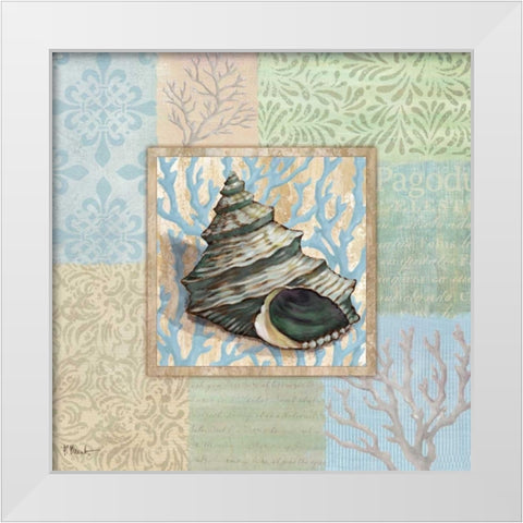 Oceanic Shell Collage II White Modern Wood Framed Art Print by Brent, Paul