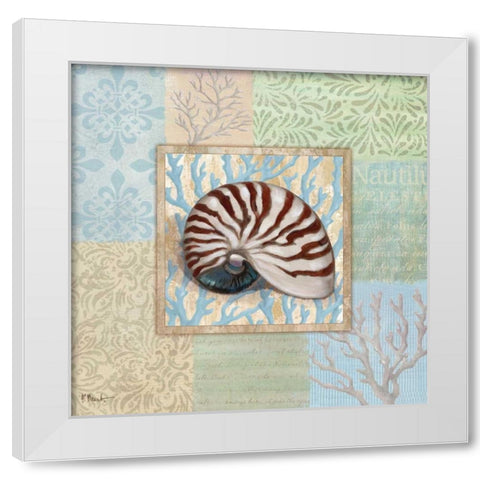 Oceanic Shell Collage III White Modern Wood Framed Art Print by Brent, Paul