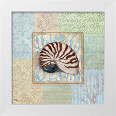 Oceanic Shell Collage III White Modern Wood Framed Art Print by Brent, Paul