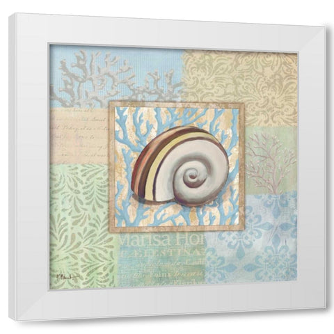 Oceanic Shell Collage IV White Modern Wood Framed Art Print by Brent, Paul