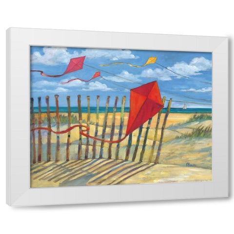 Beach Kites Red White Modern Wood Framed Art Print by Brent, Paul