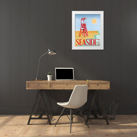 Beach Watch I White Modern Wood Framed Art Print by Brent, Paul