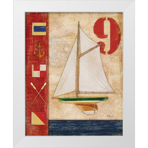 Model Yacht Collage I White Modern Wood Framed Art Print by Brent, Paul
